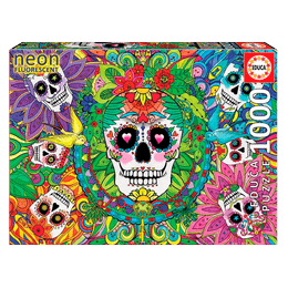 Puzzle 1000 peças Caveiras Mexicanas Neon - Educa - Imp