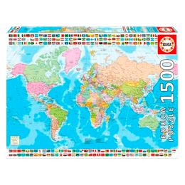 Puzzle 1500 peças Mapa Mundial Político - Educa - Importado