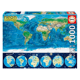 Puzzle 1000 peças Mapa-Mundi Físico Neon - Educa - Importado