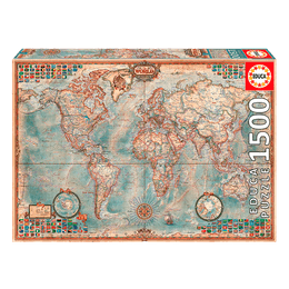 Puzzle 1500 peças O Mundo, Mapa Político - Educa - Importado