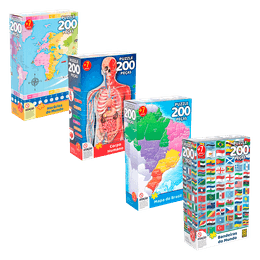 Combo Quebra-cabeças 200 peças Didáticos