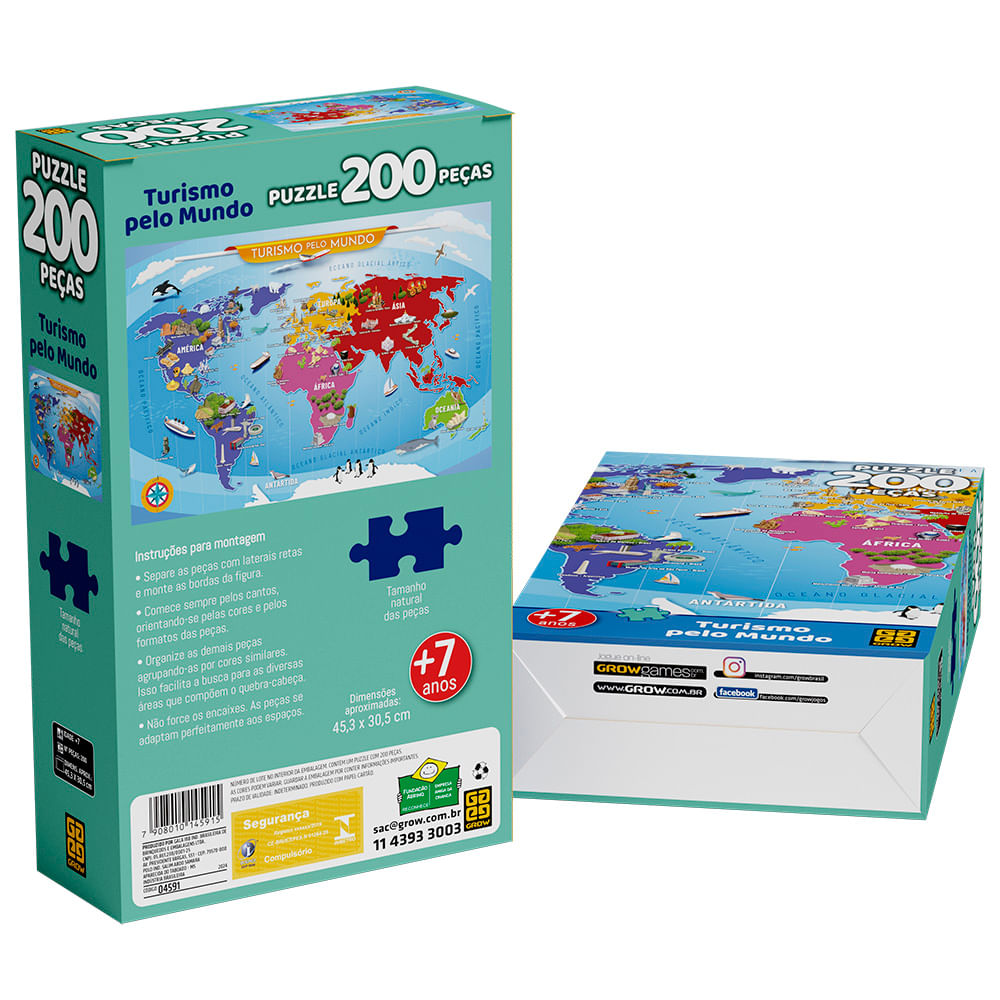 Quebra-cabeça 200 peças Turismo pelo Mundo