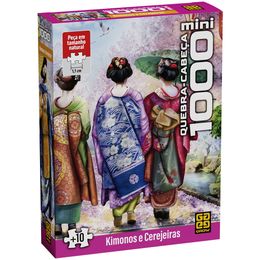 Mini Quebra-cabeça 1000 peças Kimonos e Cerejeiras